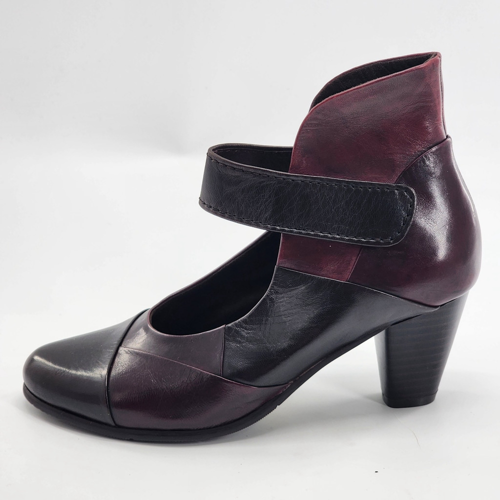 SPRING STEP Chapeco Mary Jane Leather Heels Burgundy Black Size 37 (US 6.5–7) - Picture 2 of 7